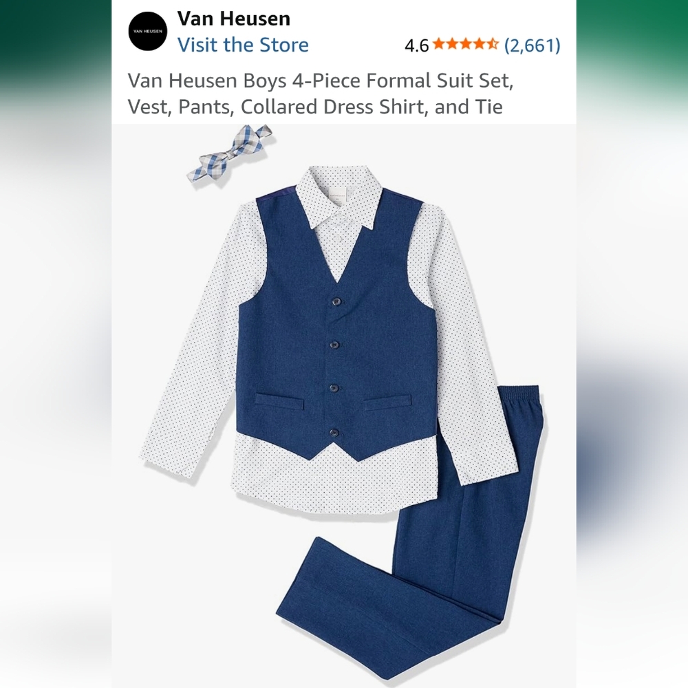 Van Heusen Boys' Blue and White Formal Suit Set